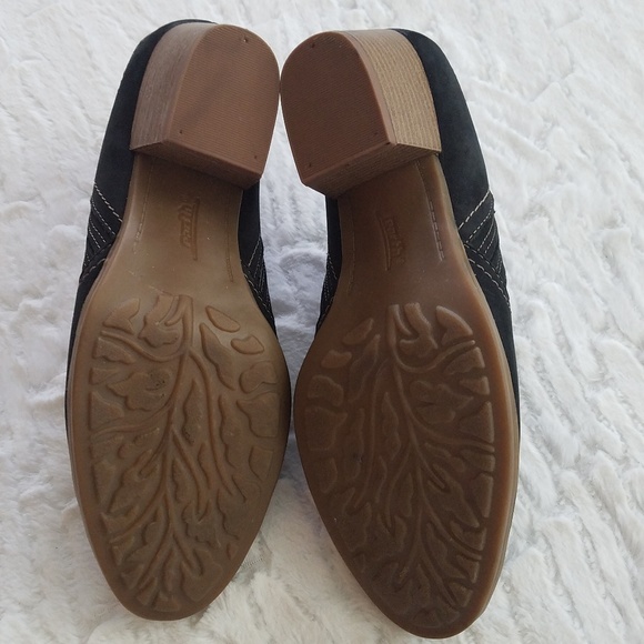 Earth Mendon Black Genuine Suede Western Chunky Heel Mules - Picture 5 of 8